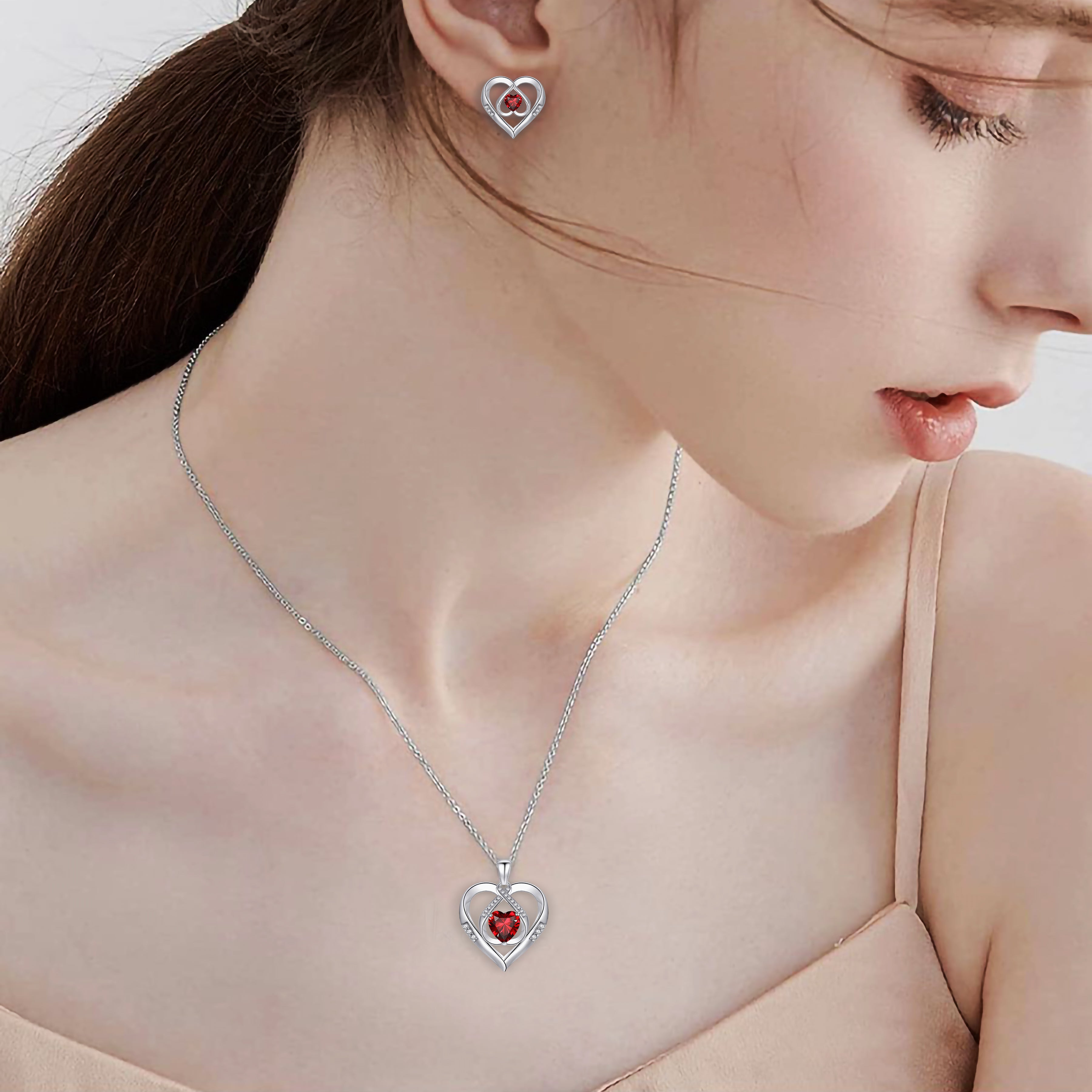 925 Silver Triple Heart CZ Diamond Heart Jewelry Set Emma Manor