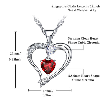 Arrow Heart Birthstone Garnet Necklace (JAN-01)