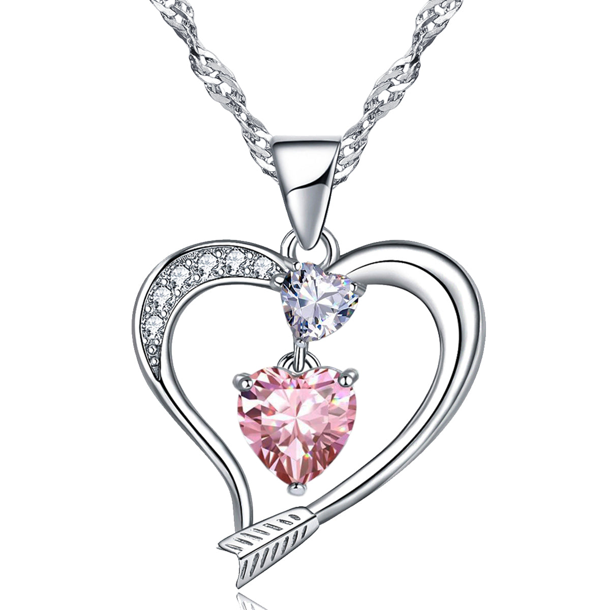 Arrow Heart Birthstone Tourmaline Necklace (OCT-10)