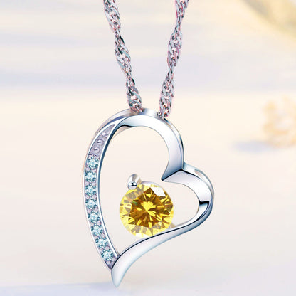 Birthstone Topaz Heart Pendant Necklace (NOV-11)