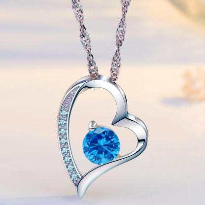 Birthstone Tanzanne Heart Pendant Necklace (DEC-12)