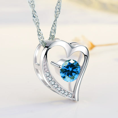 Birthstone Tanzanne Heart Pendant Necklace (DEC-12)