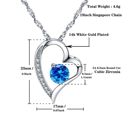 Birthstone Tanzanne Heart Pendant Necklace (DEC-12)