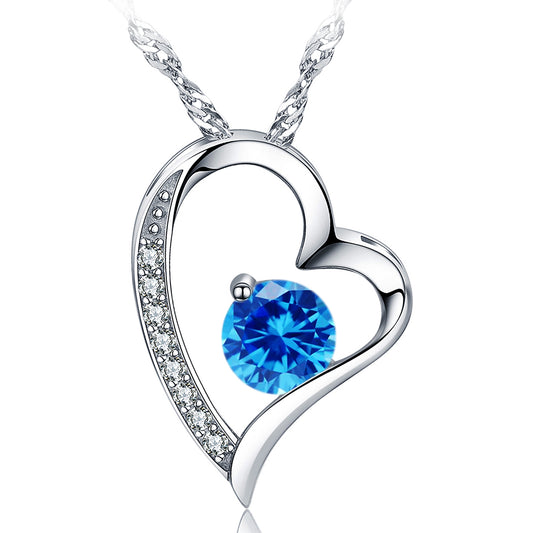 Birthstone Tanzanne Heart Pendant Necklace (DEC-12)