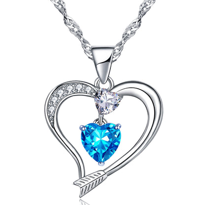 Arrow Heart Birthstone Tanzanne Necklace (DEC-12)