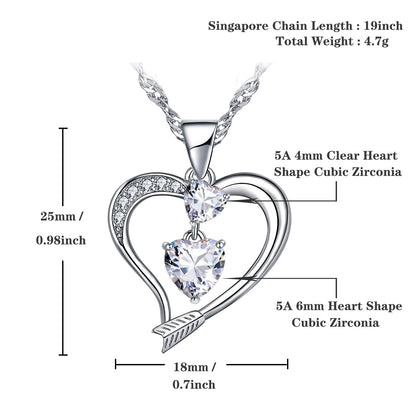 Arrow Heart Birthstone Diamond Necklace (APR-04)