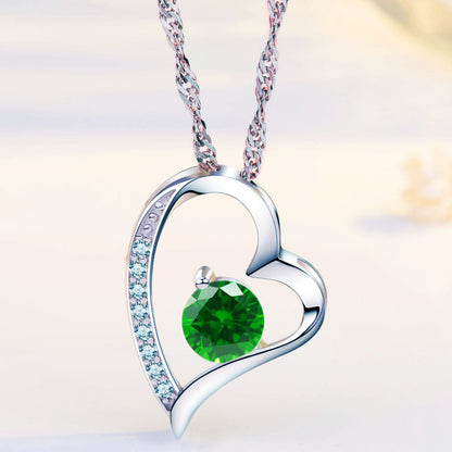 Birthstone Emerald Heart Pendant Necklace (MAY-05)