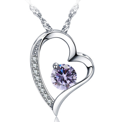 Birthstone Alexandrite Heart Pendant Necklace (JUN-06)