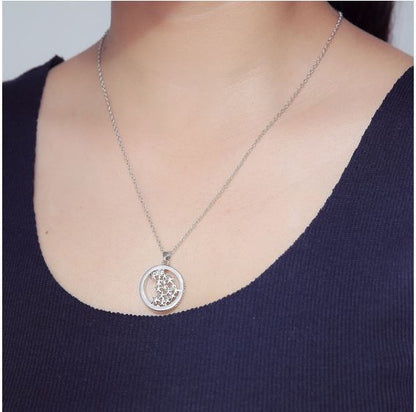 14k White Gold Plated Engraved Pendant Necklace