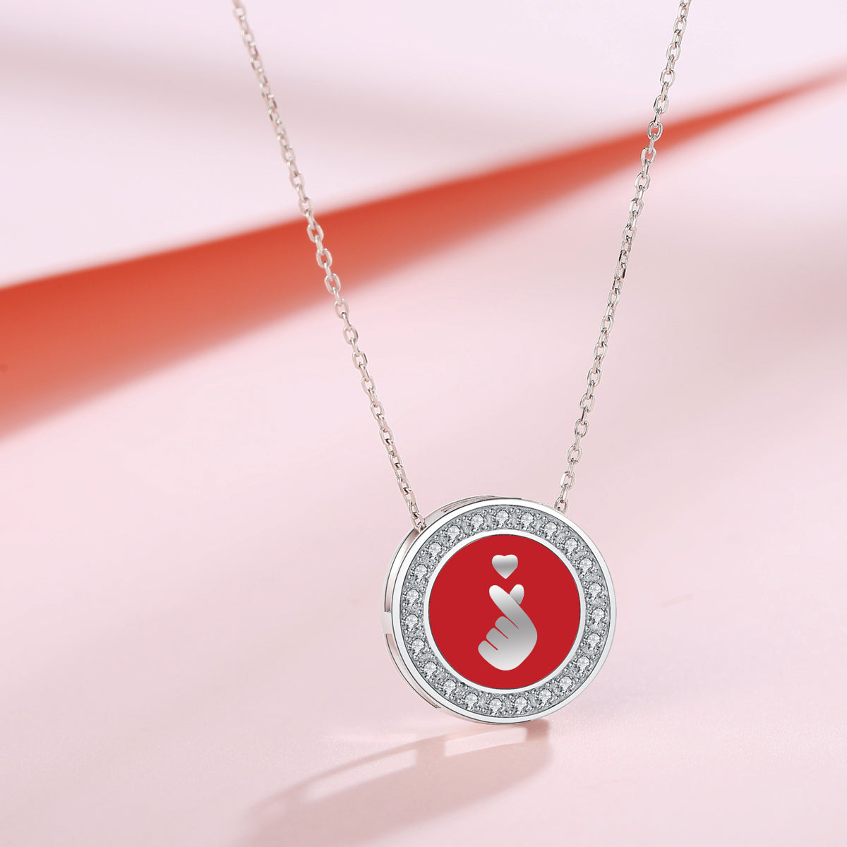 925 Silver Enamel Created Diamond Pendant Necklace