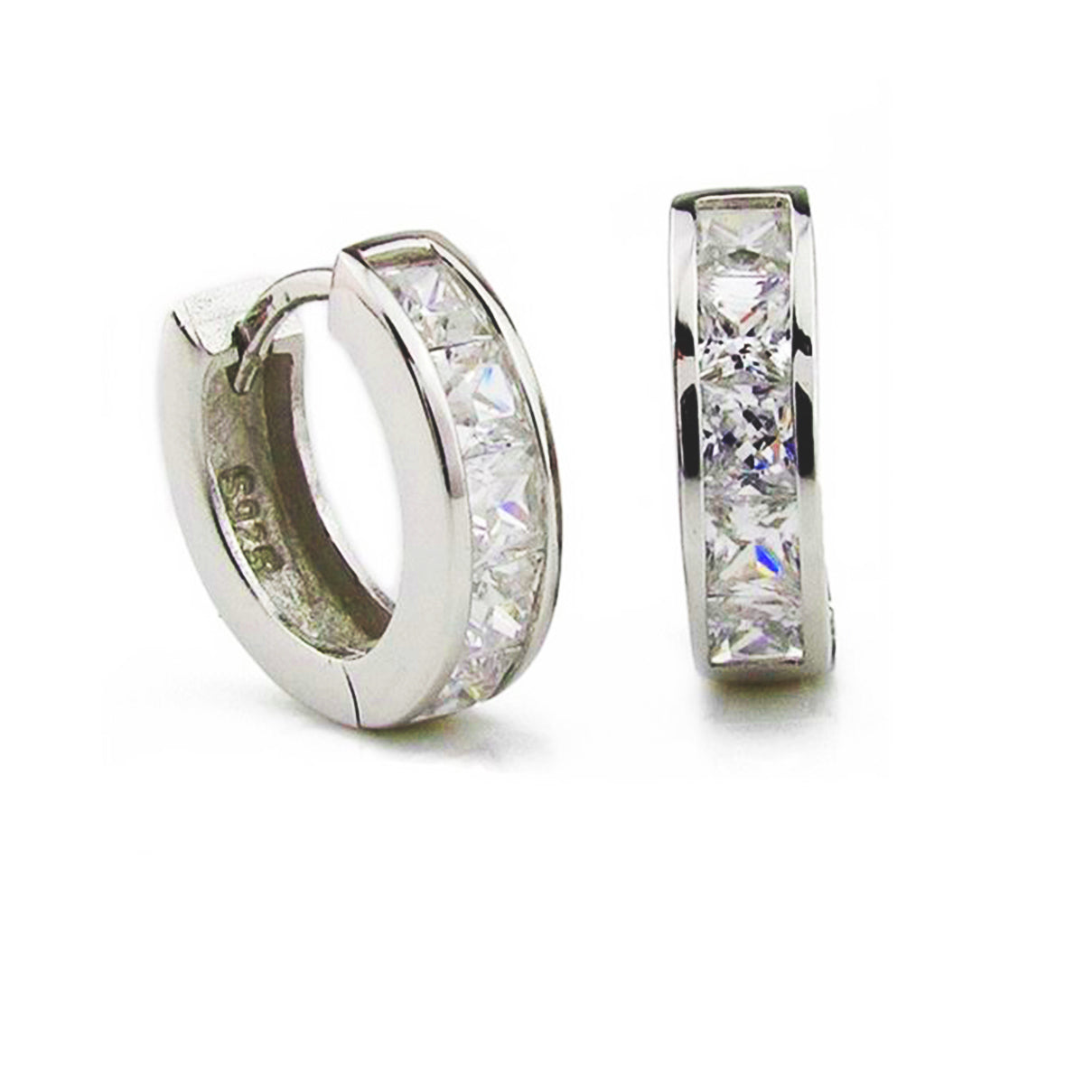 14 White Gold Plated CZ Ear Hoop