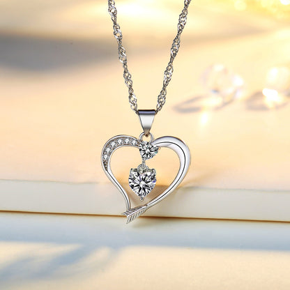 Forever Love Bow and Arrow Heart Pendant Necklace