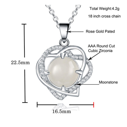 Moonstone Heart Shape Pendant Necklace