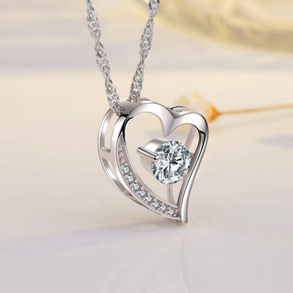 Birthstone Diamond Heart Pendant Necklace (APR-04)