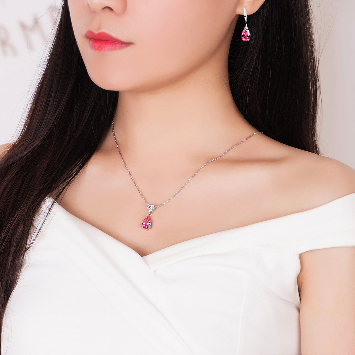 Pear Shape Heart Crystal Women Jewelry Set