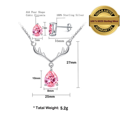 925 Sterling Silver Antlers Women Jewelry Set