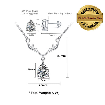 925 Sterling Silver Antlers Pendant Necklace