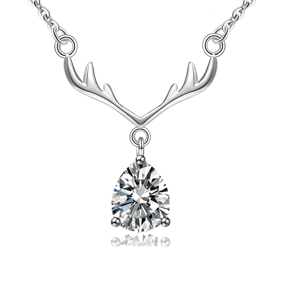 925 Sterling Silver Antlers Pendant Necklace