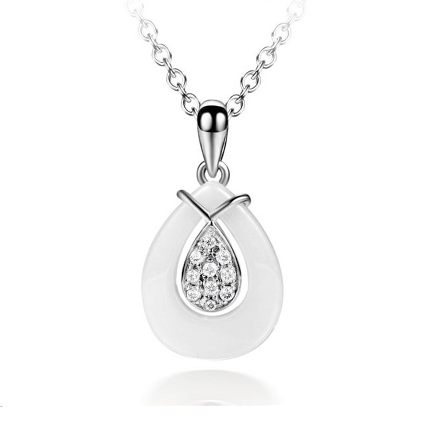 925 Sterling Silver Ceramics Angel Tears Pendant Necklace