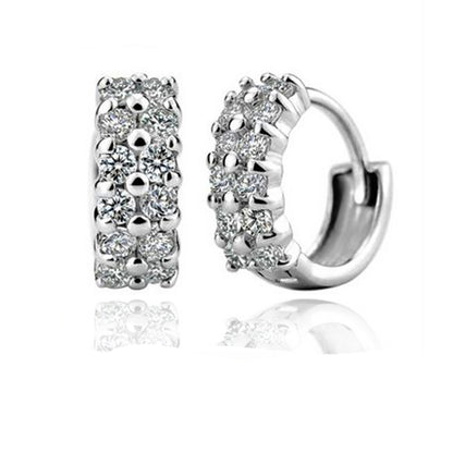 14k White Gold Plated CZ Diamond Ear Hoop