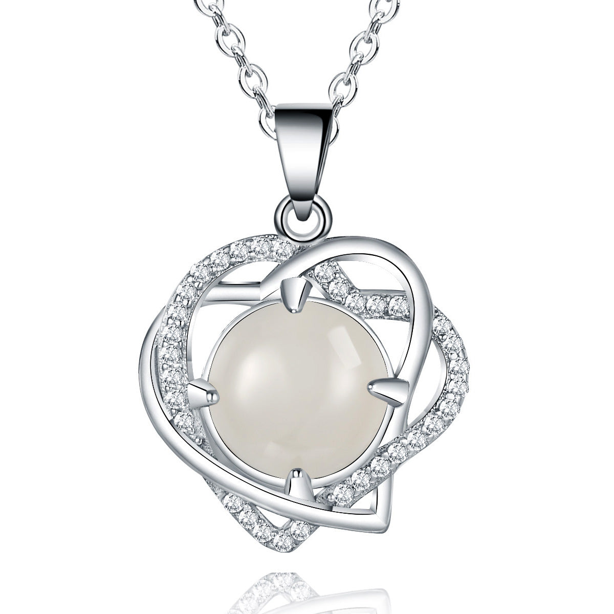 Moonstone Heart Shape Pendant Necklace