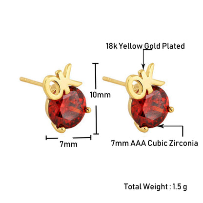 18k Yellow Gold CZ OK Stud Earrings