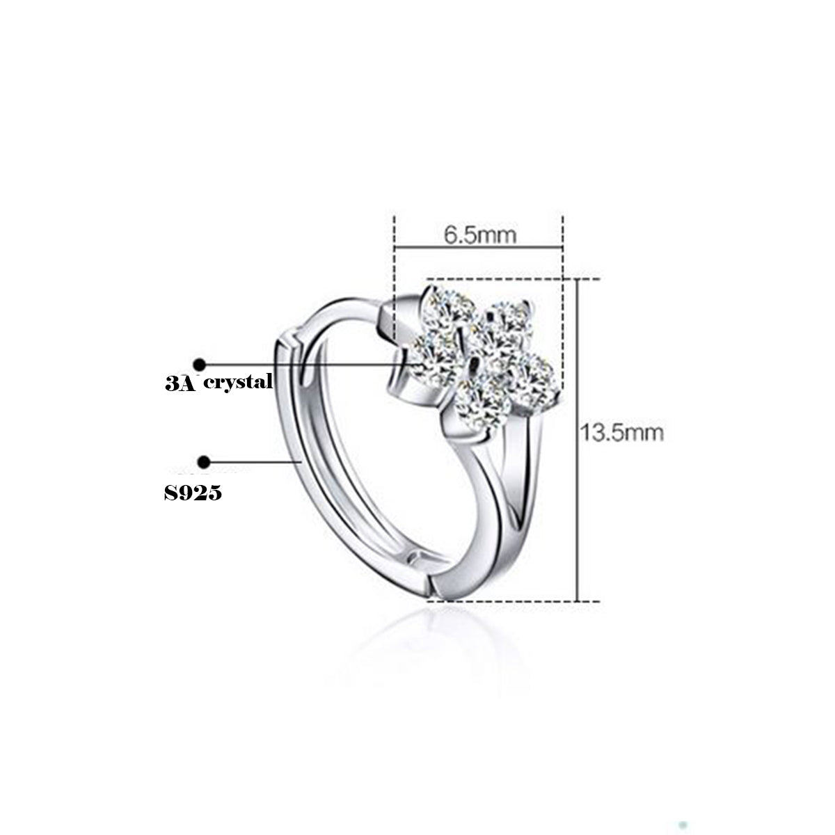 14k White Gold Plated CZ Diamond Ear Hoop