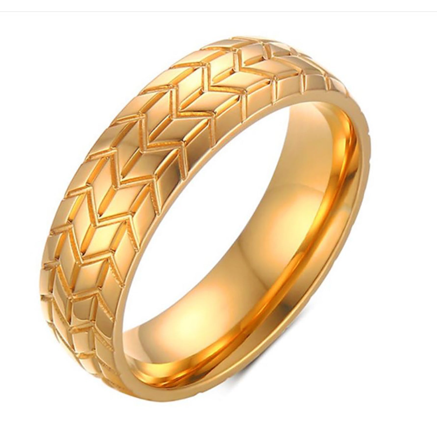 Titanium Steel Ring 6mm Tire Tread Band Grooved Wedding Ring Emma Manor