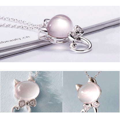 Lucky Cat Moonstone Pendant Necklace