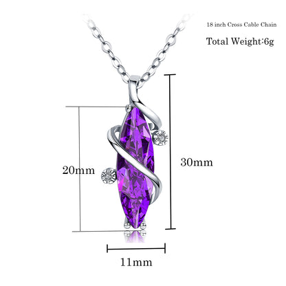 14k White Gold Plated Spin Marquise Crystal Pendant Necklace