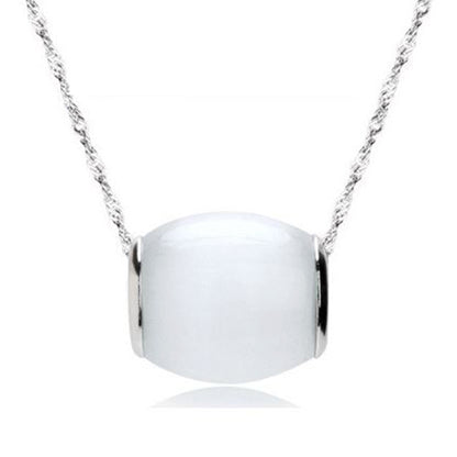 14K White Gold Plated Lucky Moonstone Pendant Necklace