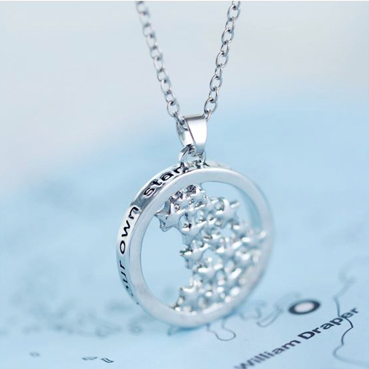 14k White Gold Plated Engraved Pendant Necklace