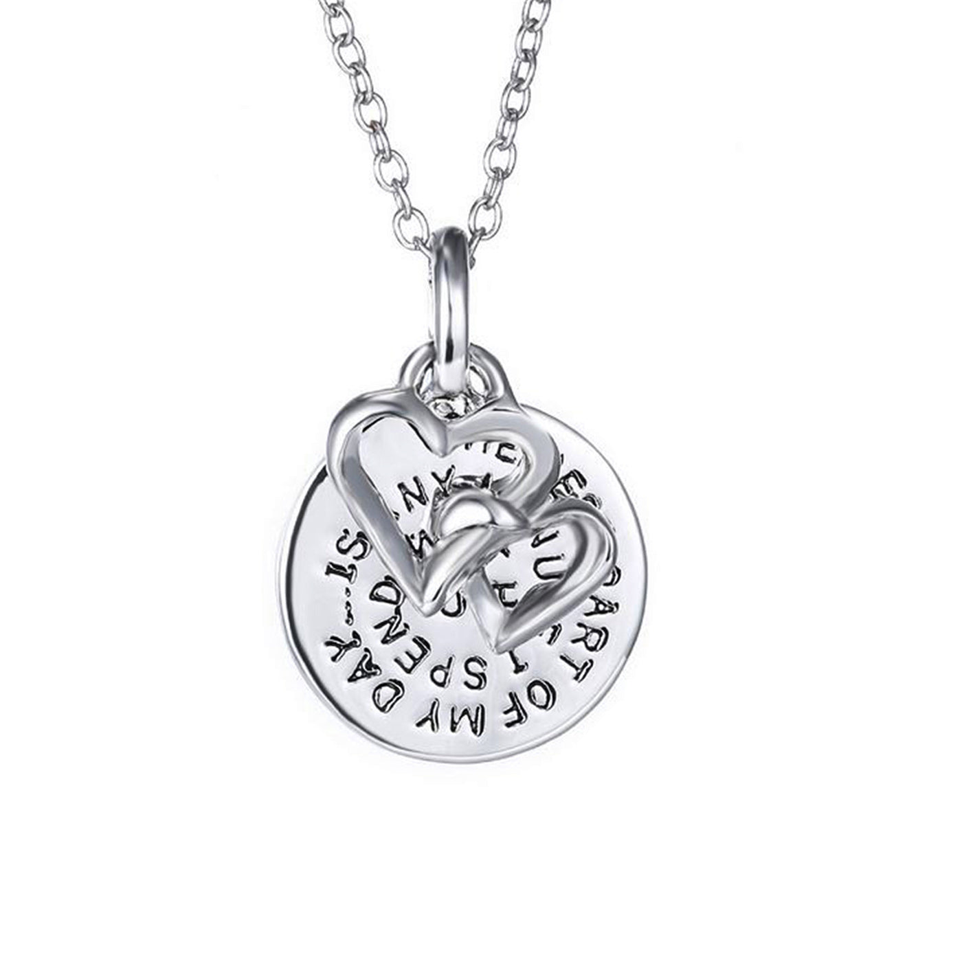 14k White Gold Plated Engraved Pendant Necklace