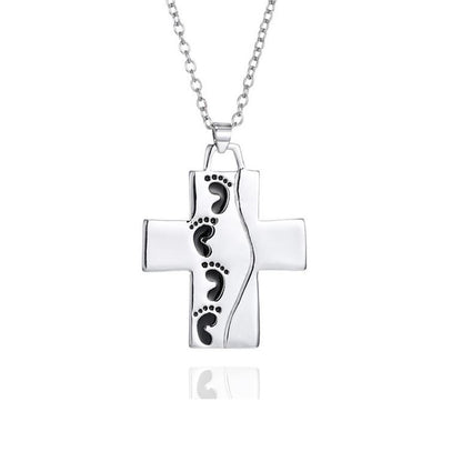 14k White Gold Plated Engraved Pendant Necklace