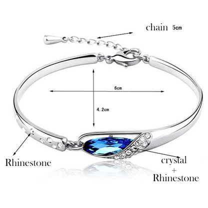 Glass Slipper Blue Crystal Link Bangle Bracelet