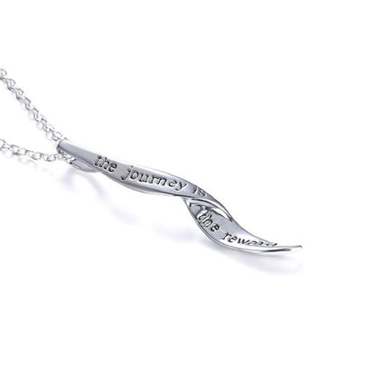 14k White Gold Plated Engraved Pendant Necklace