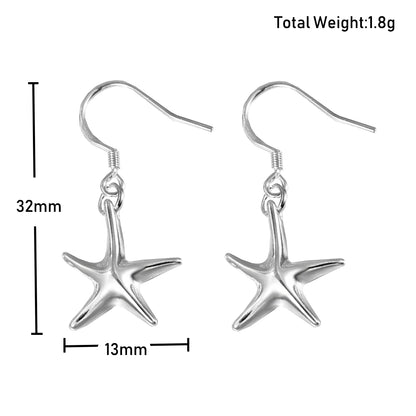 Silver Plated Starfish Dangle Earrings