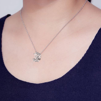 14k White Gold Plated Princess Crown Pendant Necklace