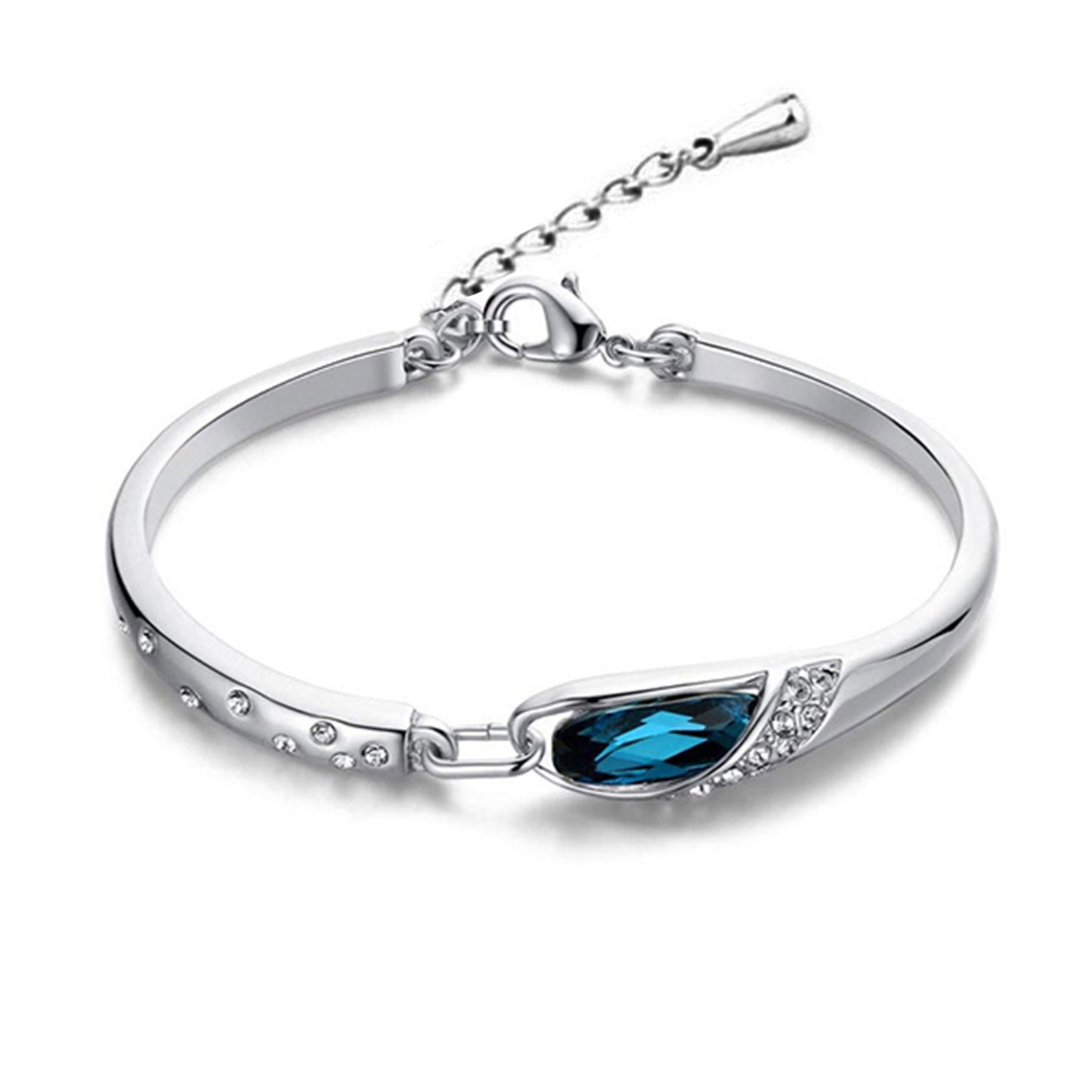 Glass Slipper Blue Crystal Link Bangle Bracelet