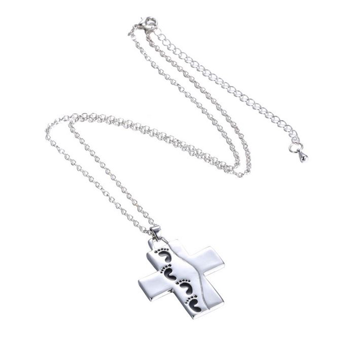 14k White Gold Plated Engraved Pendant Necklace