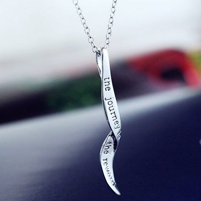 14k White Gold Plated Engraved Pendant Necklace