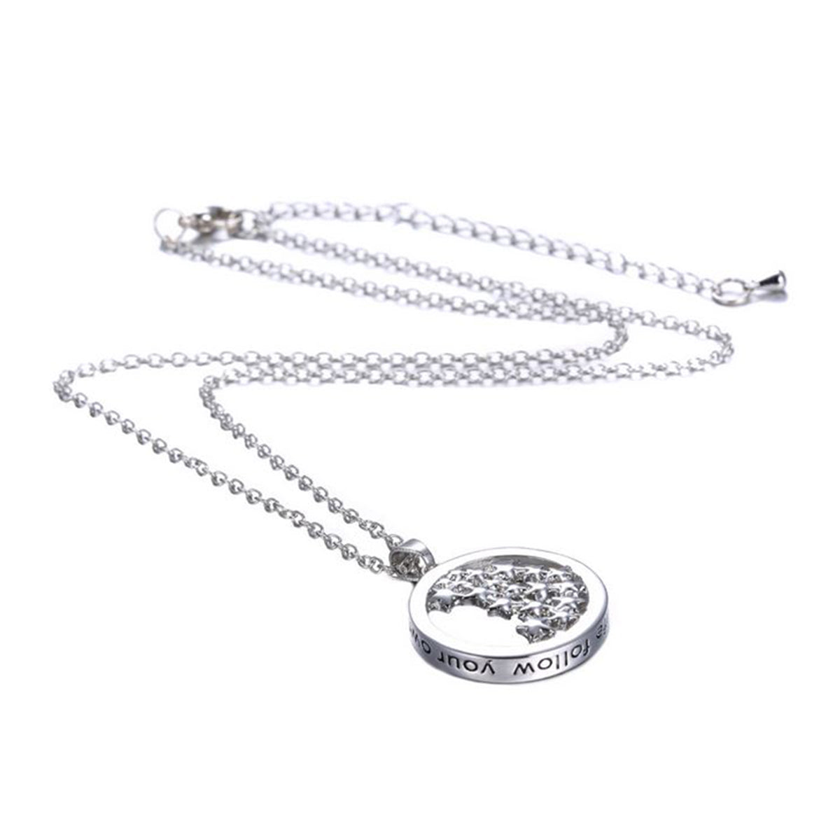 14k White Gold Plated Engraved Pendant Necklace