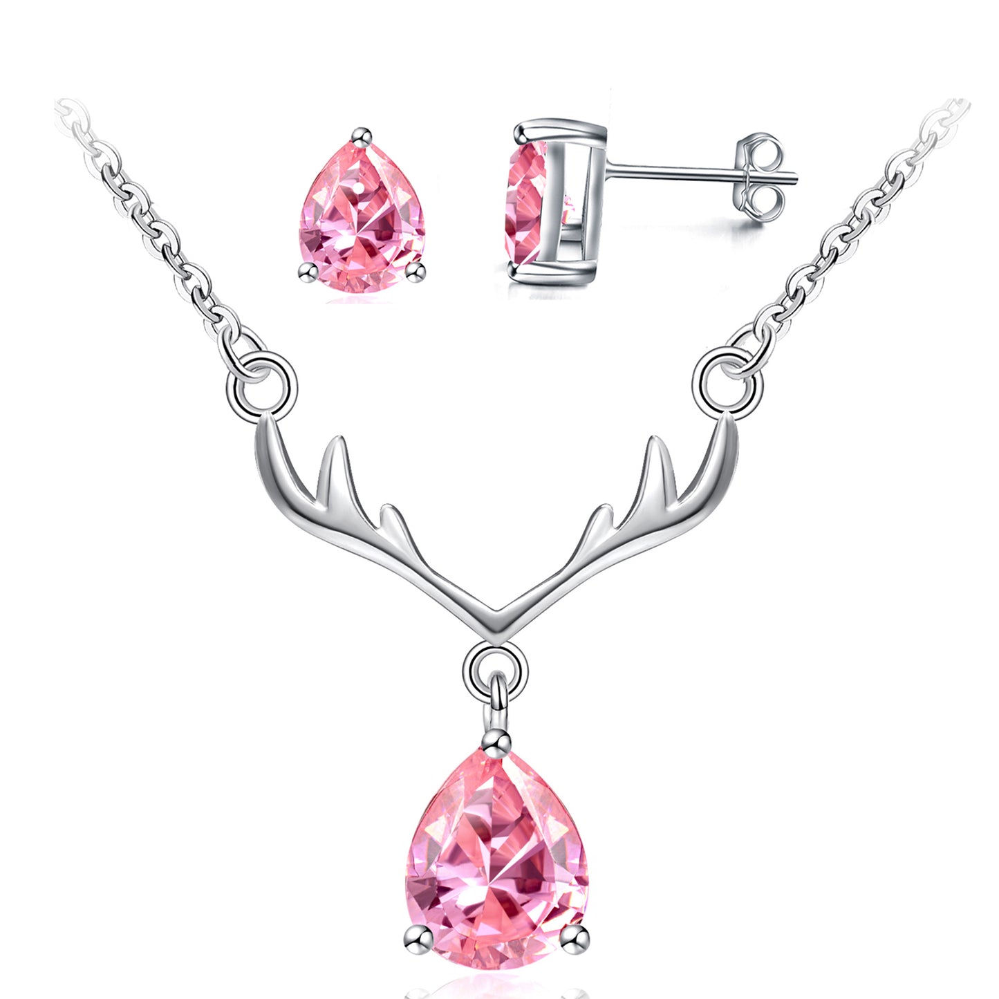 925 Sterling Silver Antlers Pendant Necklace