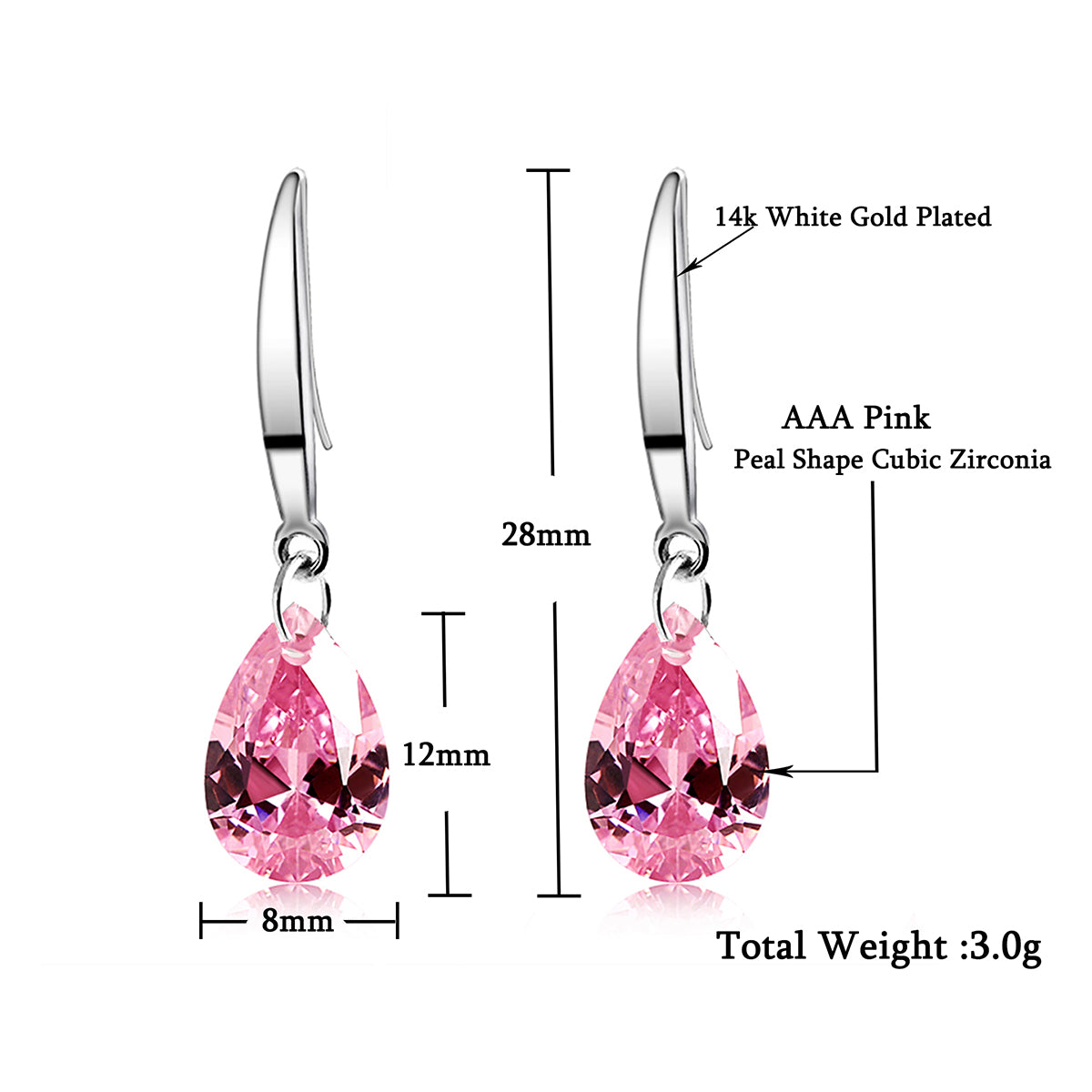 Naked Drill Pear Shape Swarovski Element Crystal Dangle Earrings