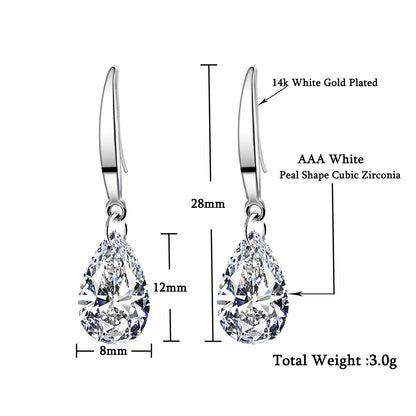 Naked Drill Pear Shape Swarovski Element Crystal Dangle Earrings