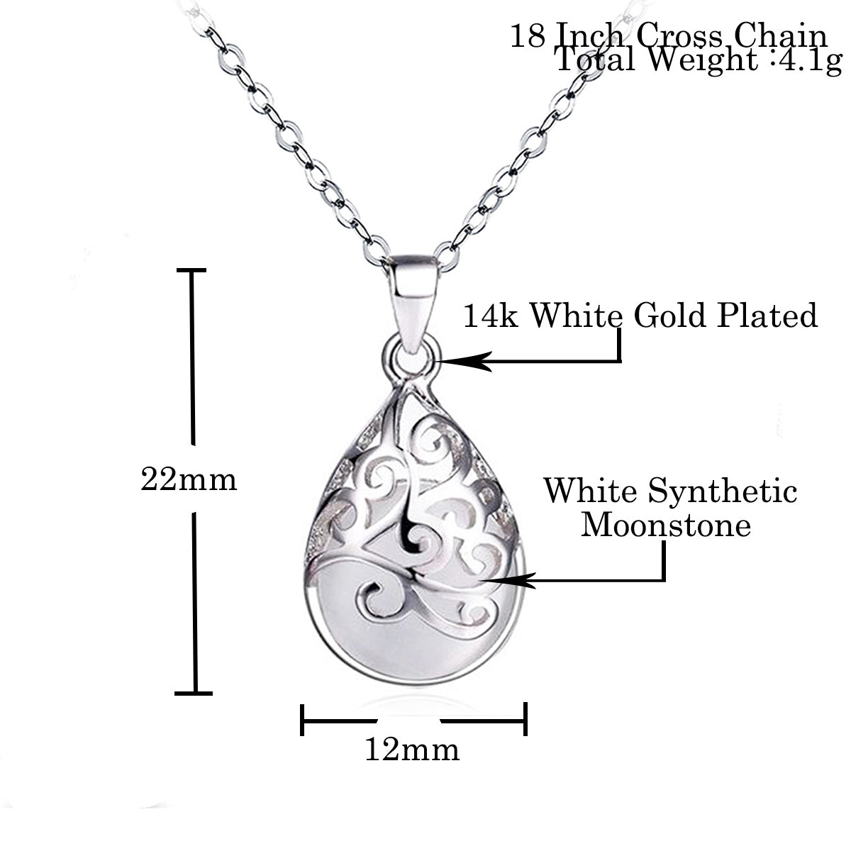 Hollow Water Drop Moonstone Women Jewelry Set