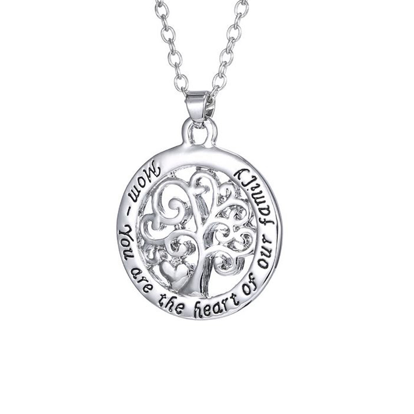 14k White Gold Plated Engraved Pendant Necklace