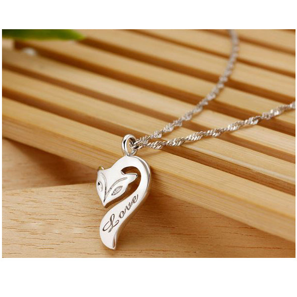 White Gold Plated Firefox Pendant Necklace