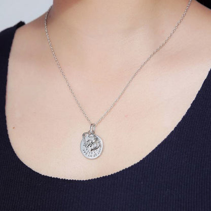 14k White Gold Plated Engraved Pendant Necklace