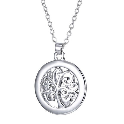 14k White Gold Plated Engraved Pendant Necklace